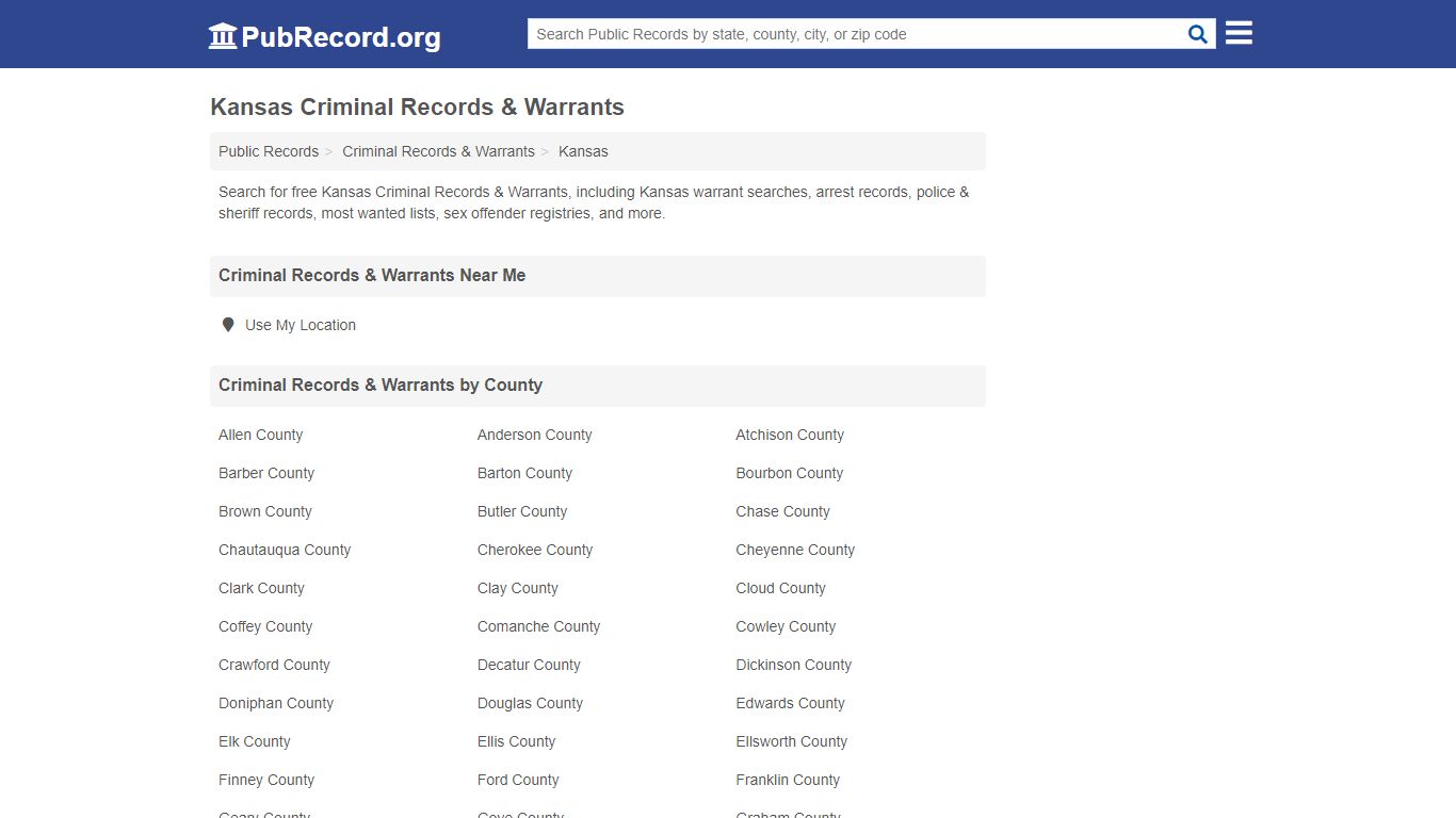 Free Kansas Criminal Records & Warrants - pubrecord.org